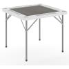 Flash Furniture Silas 34.5″ Square Folding Card Table with Felt Green Surface and Cup Holders, Portable Folding Game Table for 4 Players, White/Green(White Top/Gray Felt Surface)