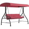 Flash Furniture Tellis 3-Seat Outdoor Steel Converting Patio Swing Canopy Hammock with Cushions / Outdoor Swing Bed (Gray)(Maroon)