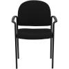 Flash Furniture Tiffany Side Reception Chair with Armrests, Stackable Vinyl Waiting Room Chair for Commercial or Residential Use, Navy(Black Fabric)