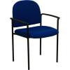 Flash Furniture Tiffany Side Reception Chair with Armrests, Stackable Vinyl Waiting Room Chair for Commercial or Residential Use, Navy(Navy Fabric)