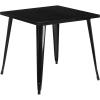 Flash Furniture Toby Commercial Grade 31.75″ Square Black Metal Indoor-Outdoor Table(Black)