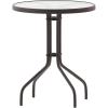Flash Furniture Tory 31.5″ x 55″ Rectangular Tempered Glass Metal Patio Table with Umbrella Hole, Modern Rippled Glass Outdoor Dining Table, Black(Clear Top/Bronze Frame)