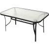 Flash Furniture Tory Rectangle Patio Table with Umbrella Hole, Commercial All-Weather Table with Heat Resistant Tempered Glass, Steel Tube Frame, 35x 59, Black(Clear Top/Black Frame)