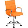 Flash Furniture Vivian Mid-Back Orange Vinyl Executive Swivel Office Chair with Chrome Base and Arms(Orange)
