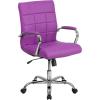 Flash Furniture Vivian Mid-Back Orange Vinyl Executive Swivel Office Chair with Chrome Base and Arms(Purple)