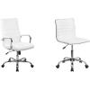 Flash Furniture Whitney High Back Desk Chair – White LeatherSoft Executive Swivel Office Chair with Chrome Frame & Alan Low Back Designer Armless White Ribbed Swivel Task Office Chair