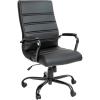 Flash Furniture Whitney High-Back Swivel LeatherSoft Desk Chair with Padded Seat and Armrests, Adjustable Height Padded Office Chair, Black/Gold(Black Leathersoft/Black Frame)