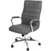 Flash Furniture Whitney High-Back Swivel LeatherSoft Desk Chair with Padded Seat and Armrests, Adjustable Height Padded Office Chair, Black/Gold(Gray Leathersoft/Chrome Frame)