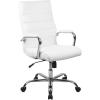 Flash Furniture Whitney High-Back Swivel LeatherSoft Desk Chair with Padded Seat and Armrests, Adjustable Height Padded Office Chair, Black/Gold(White Leathersoft/Chrome Frame)