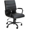 Flash Furniture Whitney Mid-Back Swivel LeatherSoft Desk Chair with Padded Seat and Armrests, Adjustable Height Padded Office Chair, Black(Black)