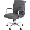 Flash Furniture Whitney Mid-Back Swivel LeatherSoft Desk Chair with Padded Seat and Armrests, Adjustable Height Padded Office Chair, Black(Gray/Chrome Frame)