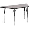 Flash Furniture Wren 22.5”W x 45”L Trapezoid Grey HP Laminate Activity Table – Standard Height Adjustable Legs(Grey)
