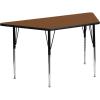Flash Furniture Wren 22.5”W x 45”L Trapezoid Grey HP Laminate Activity Table – Standard Height Adjustable Legs(Oak)
