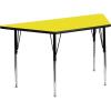 Flash Furniture Wren 22.5”W x 45”L Trapezoid Grey HP Laminate Activity Table – Standard Height Adjustable Legs(Yellow)