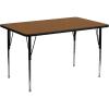Flash Furniture Wren 24”W x 48”L Rectangular Oak HP Laminate Activity Table – Standard Height Adjustable Legs(Oak)