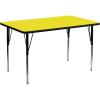 Flash Furniture Wren 24”W x 48”L Rectangular Oak HP Laminate Activity Table – Standard Height Adjustable Legs(Yellow)