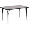 Flash Furniture Wren 24”W x 60”L Rectangular Yellow HP Laminate Activity Table – Standard Height Adjustable Legs(Grey)