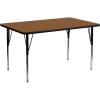 Flash Furniture Wren 24”W x 60”L Rectangular Yellow HP Laminate Activity Table – Standard Height Adjustable Legs(Oak)