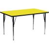 Flash Furniture Wren 24”W x 60”L Rectangular Yellow HP Laminate Activity Table – Standard Height Adjustable Legs(Yellow)