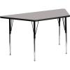 Flash Furniture Wren 29”W x 57”L Trapezoid Oak HP Laminate Activity Table – Standard Height Adjustable Legs(Grey)