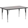 Flash Furniture Wren 30″W x 72″L Rectangular Oak HP Laminate Activity Table – Standard Height Adjustable Legs(Grey)