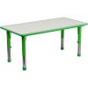 Flash Furniture Wren Adjustable Classroom Activity Table for School and Home, Plastic Activity Table for Kids, 23.625″ W x 47.25″ L, Gray/Blue(Green)