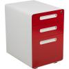 Flash Furniture Wren Ergonomic 3-Drawer Mobile Locking Filing Cabinet with Anti-Tilt Mechanism & Letter/Legal Drawer, White with Red Faceplate(White and Red)