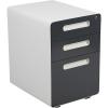 Flash Furniture Wren Ergonomic 3-Drawer Mobile Locking Filing Cabinet with Anti-Tilt Mechanism & Letter/Legal Drawer, White with Red Faceplate(White and Charcoal)