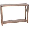 Flash Furniture Wyatt Modern Farmhouse 2 Tier Console Table – Gray Wash Engineered Wood Frame – Black Metal Crisscross Side Braces and Corner Accents(Rustic Oak)