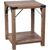 Flash Furniture Wyatt Modern Farmhouse 2 Tier Side Table – Rustic Oak Engineered Wood Frame – Black Metal Crisscross Side Braces and Corner Accents(Rustic Oak)