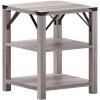 Flash Furniture Wyatt Modern Farmhouse 3 Tier Side Table – Gray Wash Engineered Wood Frame – Black Metal Crisscross Side Braces and Corner Accents(Gray Wash)