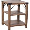 Flash Furniture Wyatt Modern Farmhouse 3 Tier Side Table – Gray Wash Engineered Wood Frame – Black Metal Crisscross Side Braces and Corner Accents(Rustic Oak)