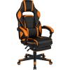 Flash Furniture X30 Gaming Chair Racing Office Ergonomic Computer Chair with Fully Reclining Back and Slide-Out Footrest in Gray LeatherSoft(Black/Orange)