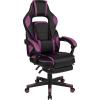 Flash Furniture X30 Gaming Chair Racing Office Ergonomic Computer Chair with Fully Reclining Back and Slide-Out Footrest in Gray LeatherSoft(Black/Purple)