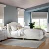 Martha Stewart Amelia Platform Bed with Curved Headboard and Cushioned Side Rails, Boucle Upholstery, Wood Slat Foundation, No Box Spring Needed, Queen, Off-White Boucle(Off-white Boucle/Light Beech Legs)