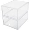 Martha Stewart Brody Desk Organizer with Drawer, Stackable Plastic Desk Storage Box, Organizer for Office, Bathroom, Countertop or Dorm, 6″ x 7.5″, 2 Pack, Clear(6″ x 7.5″)