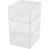 Martha Stewart Brody Desktop Storage Organizer, Stack and Slide Plastic Organizer Tray, Organizer for Office, Kitchen, or Vanity, 3″ x 3.75″, Clear(1-S)