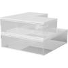 Martha Stewart Brody Plastic Storage Organizer Bins with Engineered Wood Lids for Home Office,-Kitchen, or-Bathroom, 3 Pack, 2-Small/1-Medium, Clear/White(Clear/White)