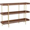 Martha Stewart Emmett 3 Shelf Bookcase with Vertical Metal Frame, Home Office Storage Display Unit, 35″ H, Black Wood Grain/Oil Rubbed Bronze(Walnut Wood Grain/Polished Brass Frame)