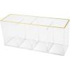 Martha Stewart Kerry Plastic 4 Compartment Pen Holder Office Desktop Organizer, with Gold Trim