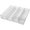 Martha Stewart Kerry Plastic Stackable Office Desk Drawer Organizers, Set of 6, with Gold Trim(Clear)