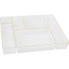 Martha Stewart Kerry Plastic Stackable Office Desk Drawer Organizers, Set of 6, with Gold Trim(Clear/Gold Trim)