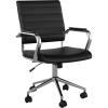 Martha Stewart Piper Swivel Task Chair with Armrests for Home Office in Saddle Brown Faux Leather with Polished Nickel Frame(Black Faux Leather/Polished Nickel)