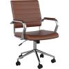 Martha Stewart Piper Swivel Task Chair with Armrests for Home Office in Saddle Brown Faux Leather with Polished Nickel Frame(Saddle Brown Faux Leather/Polished Nickel)
