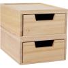 Martha Stewart Weston Stackable Wooden Storage Boxes with Pullout Drawers, Paulownia Wood Storage Organizers, 3 Pack, Light Natural(Light Natural)