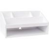 Martha Stewart Weston Wooden Desktop Organizer with Open Lower Storage Compartment, Paulownia Wood Multipurpose Storage Caddy, Light Natural(White)