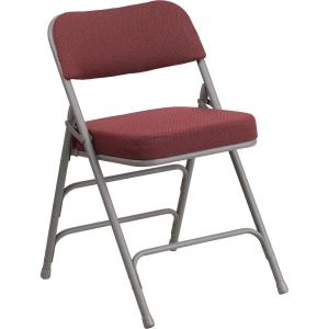 Flash Furniture 2 Pack HERCULES Series Premium Curved Triple Braced & Double Hinged Burgundy Fabric Metal Folding Chair(Burgundy)