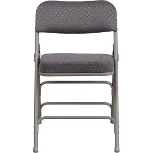 Flash Furniture 2 Pack HERCULES Series Premium Curved Triple Braced & Double Hinged Burgundy Fabric Metal Folding Chair(Grey)