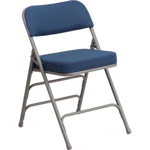 Flash Furniture 2 Pack HERCULES Series Premium Curved Triple Braced & Double Hinged Burgundy Fabric Metal Folding Chair(Navy)