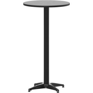 Flash Furniture 23.25″ Round Aluminum Indoor/Outdoor Bar Height Table with Flip-Up Top, Heavy-Duty Aluminum Flip-Up Top Cocktail Table, Silver(Black)